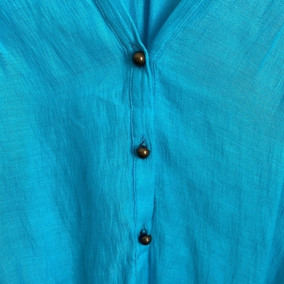 Wallis Women's‎ Aqua 3/4 Sleeve V-neck Blouse Size Small - Picture 3 of 11